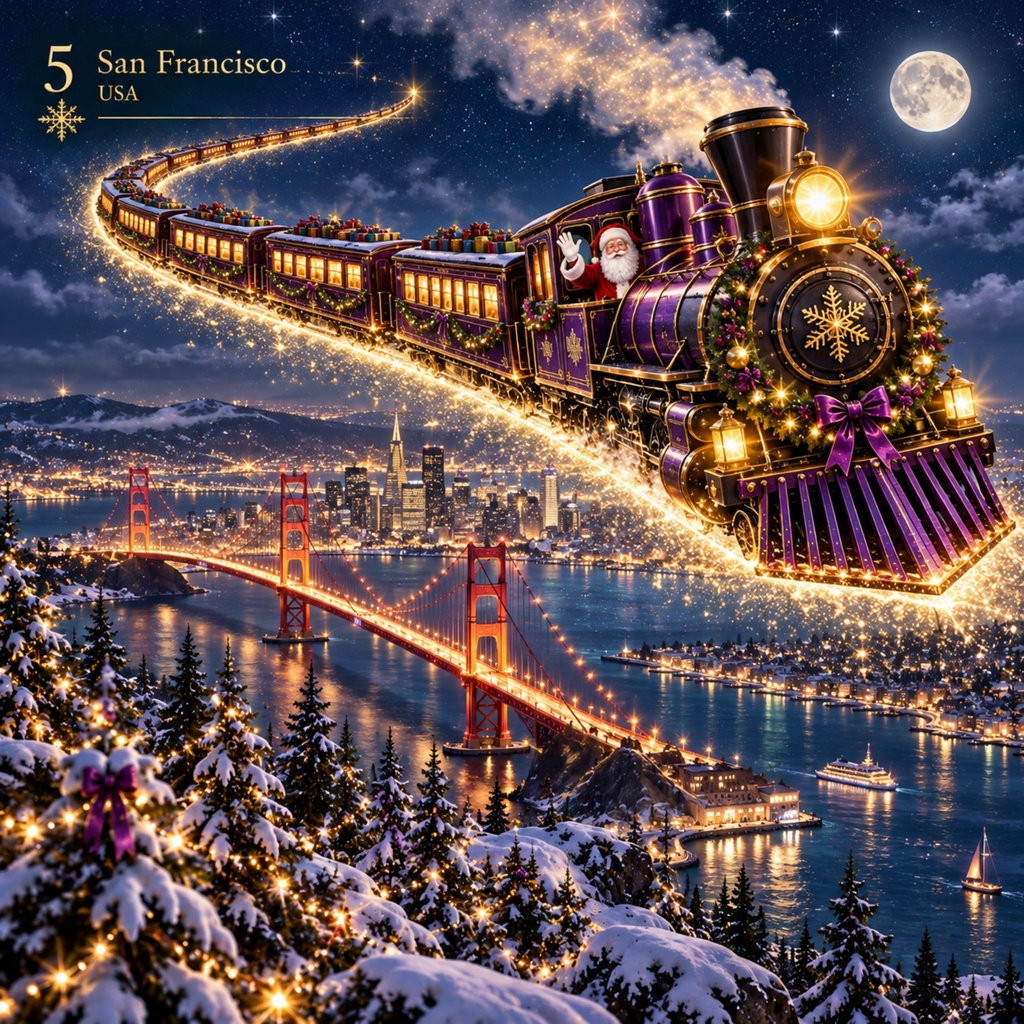 世界を旅するクリスマス列車 — Christmas Train Around the Worldデジタルペーパー