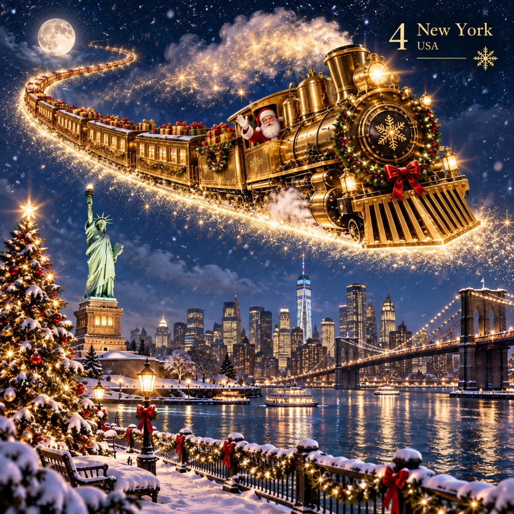 世界を旅するクリスマス列車 — Christmas Train Around the Worldデジタルペーパー
