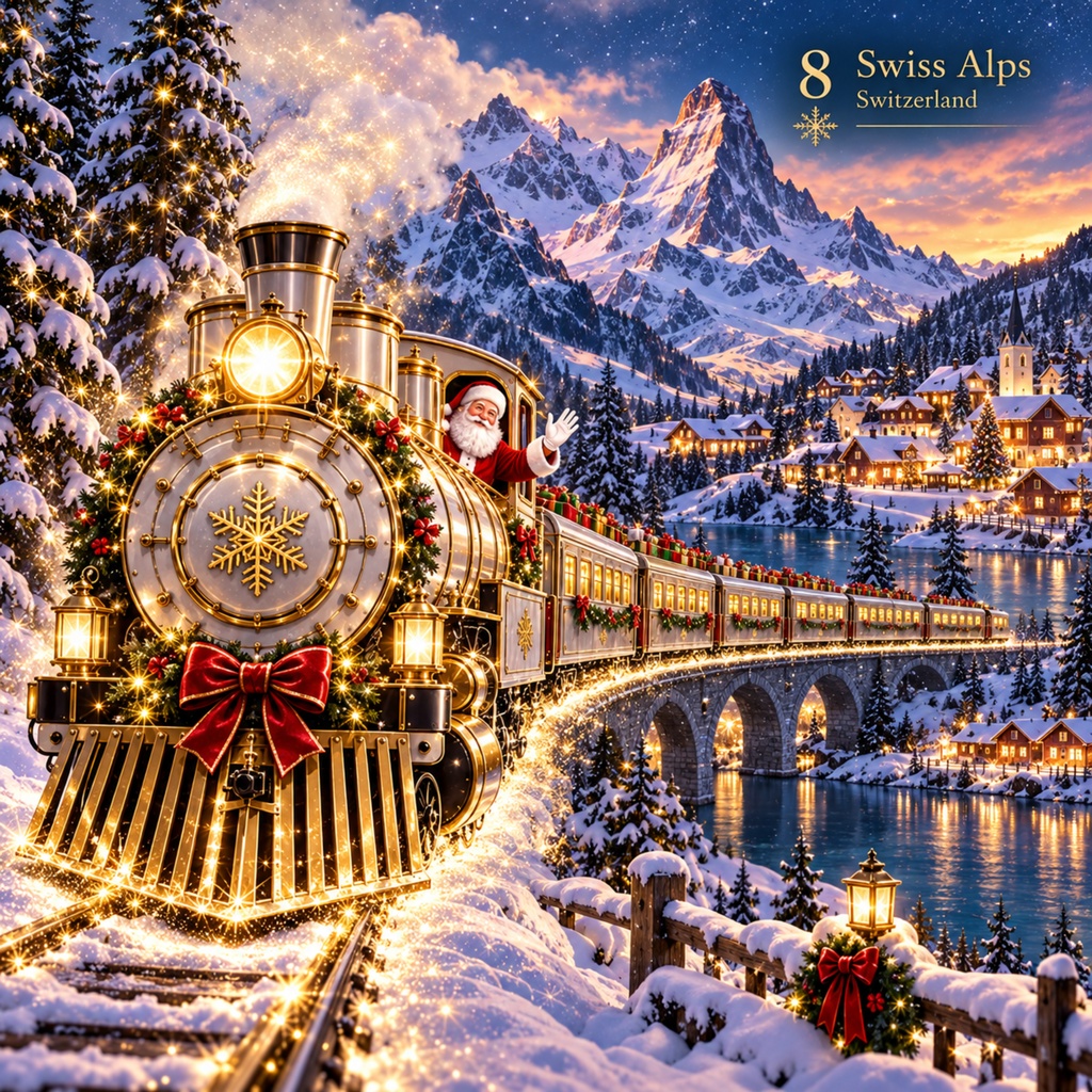 世界を旅するクリスマス列車 — Christmas Train Around the Worldデジタルペーパー