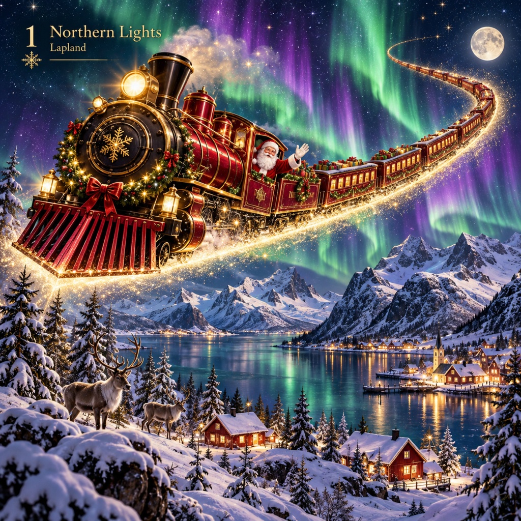 世界を旅するクリスマス列車 — Christmas Train Around the Worldデジタルペーパー