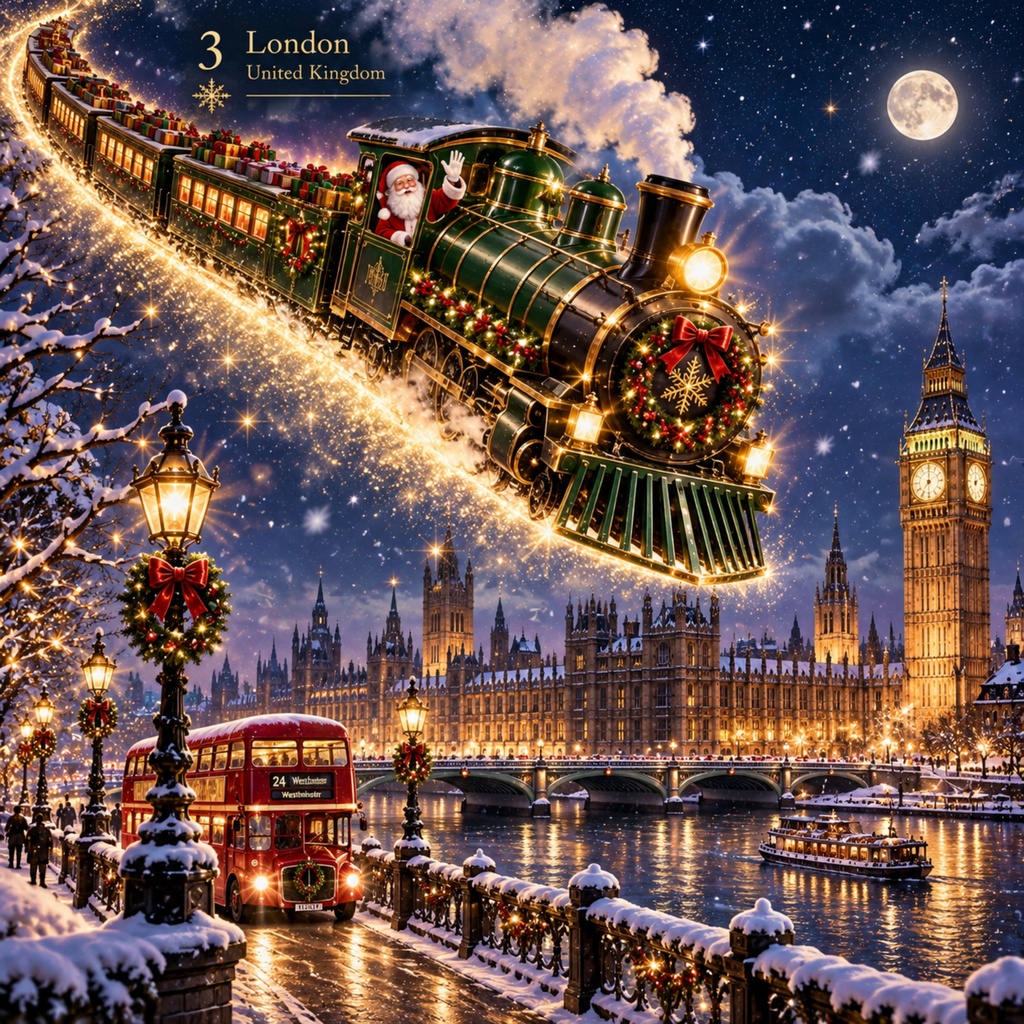 世界を旅するクリスマス列車 — Christmas Train Around the Worldデジタルペーパー