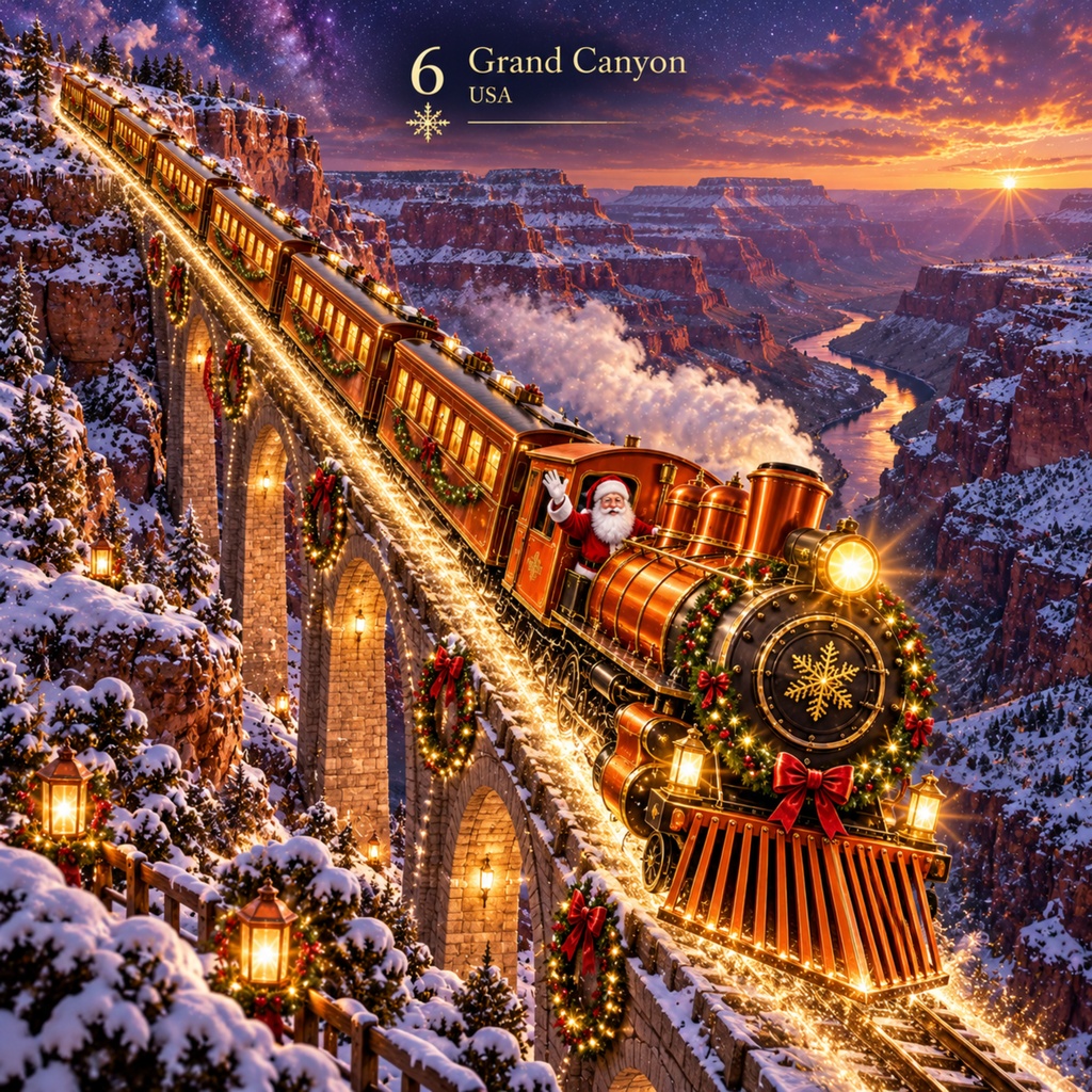 世界を旅するクリスマス列車 — Christmas Train Around the Worldデジタルペーパー