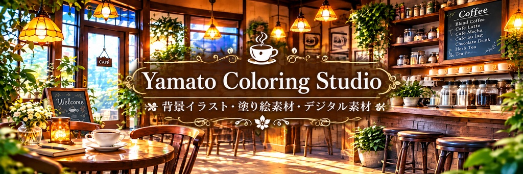 レトロ喫茶店背景画像４点セット