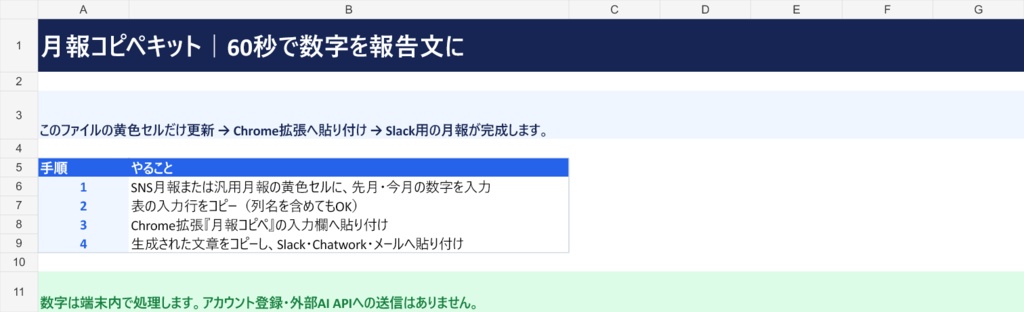 【Excel+Chrome拡張】SNS月次レポートを60秒で文章化|月報コピペ