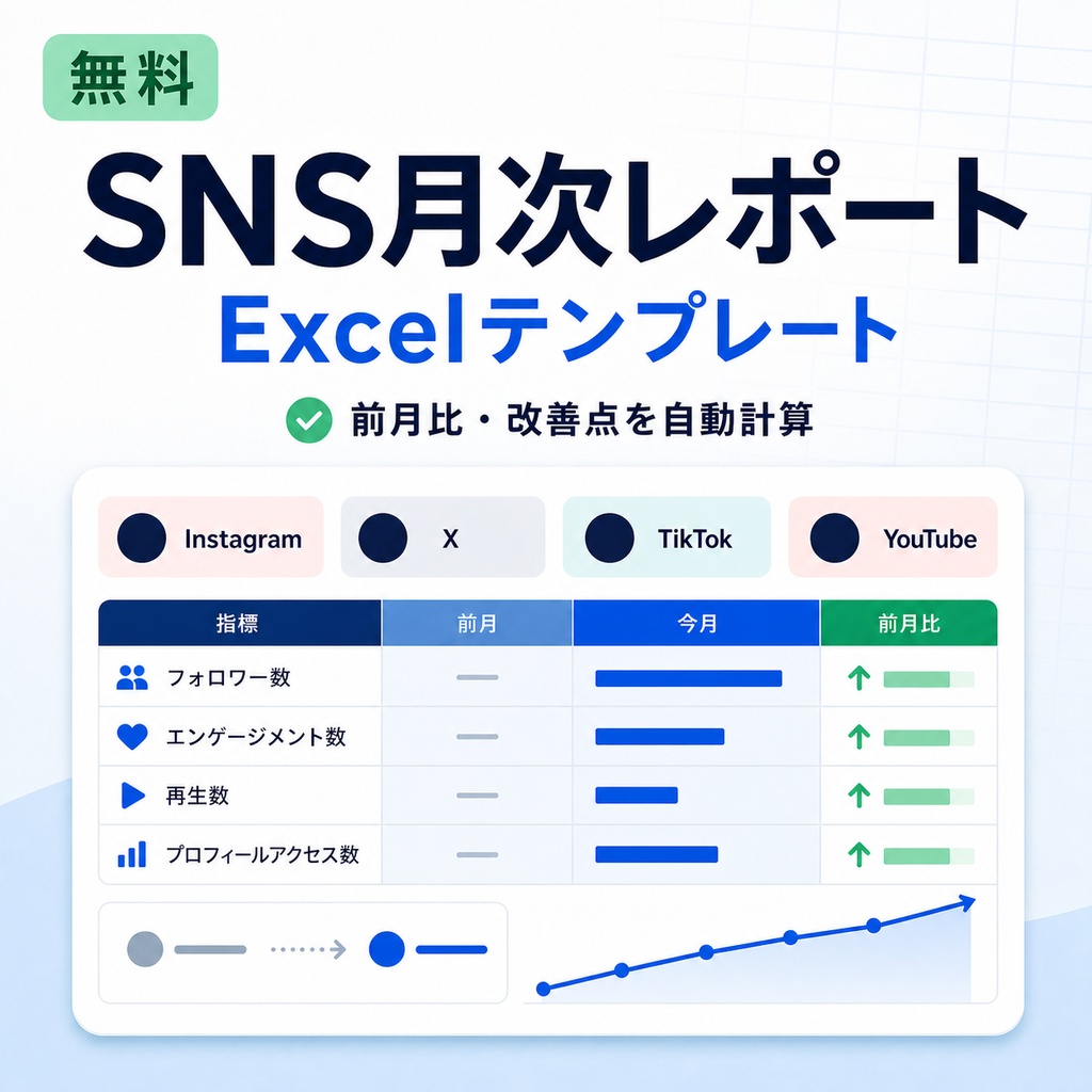 【無料】SNS月次レポートExcelテンプレート｜前月比・改善点を自動計算