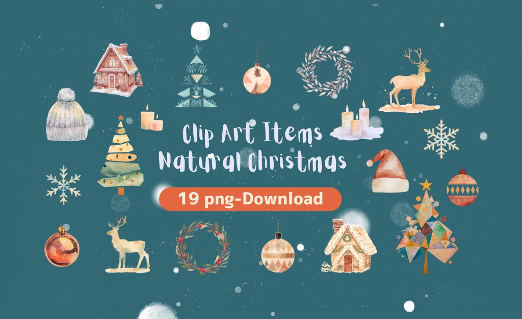 【クリスマスシリーズ】シンプルでおしゃれな北欧風 クリスマスクリップアート(全19種)