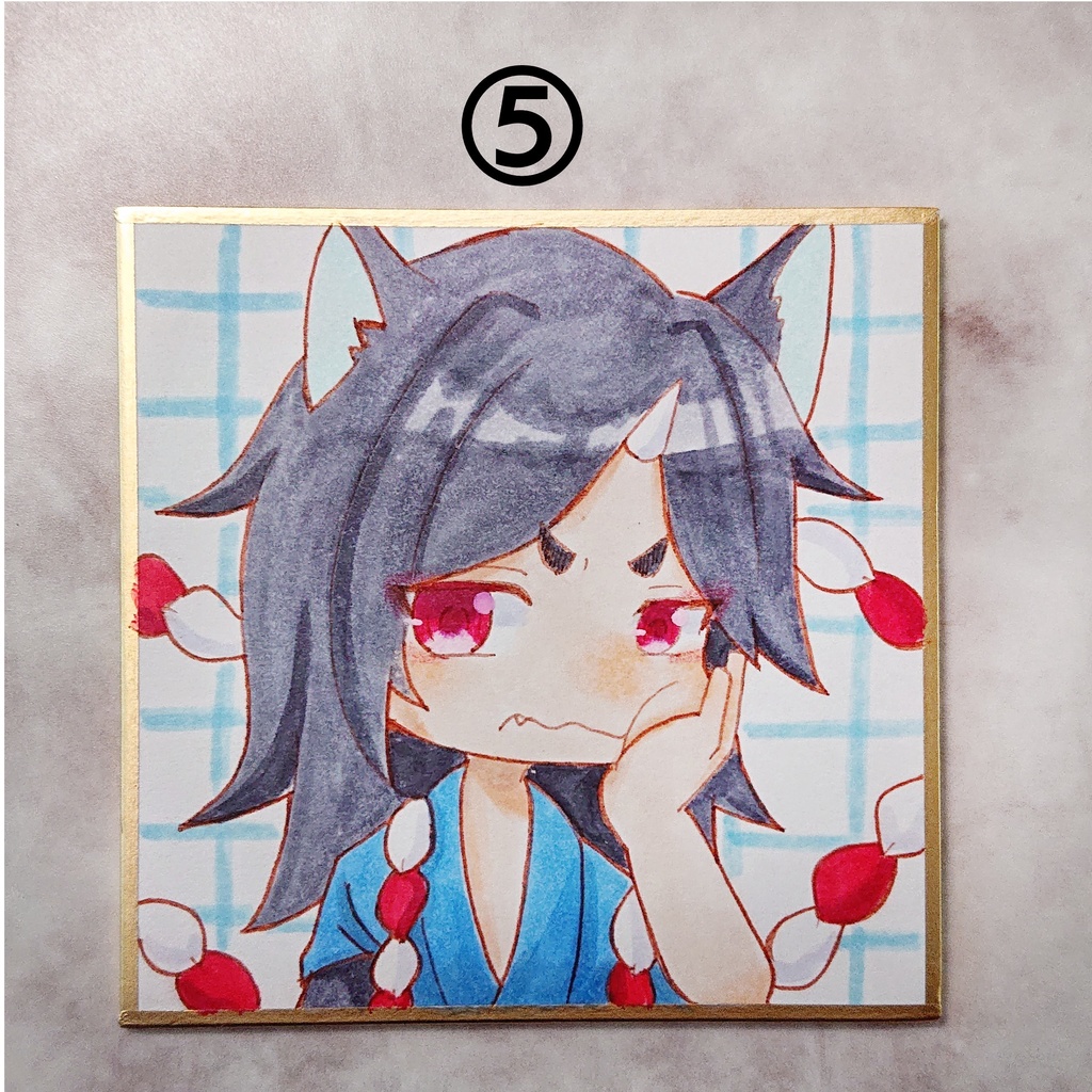 手描きイラスト まめ色紙