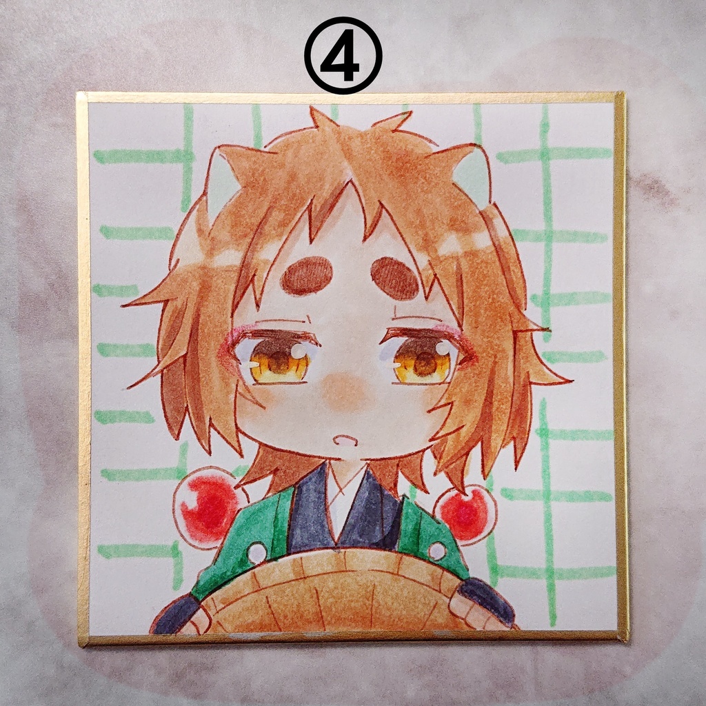 手描きイラスト まめ色紙