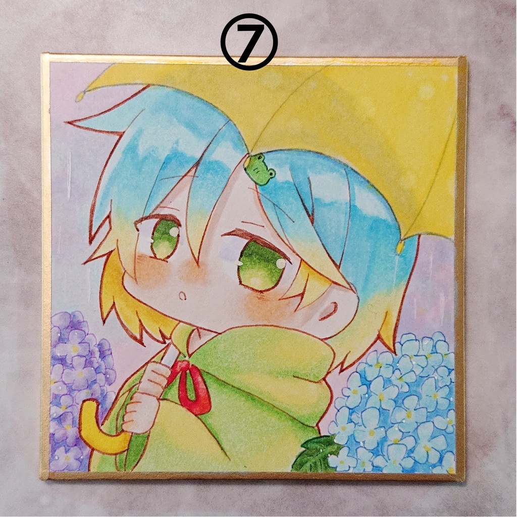 手描きイラスト まめ色紙