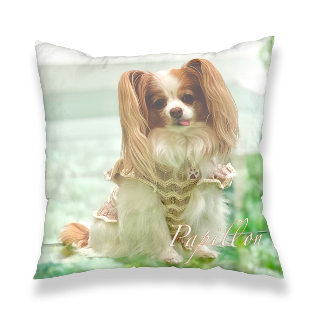 パピヨンクッションカバー(緑) papillon cushion cover green ver.