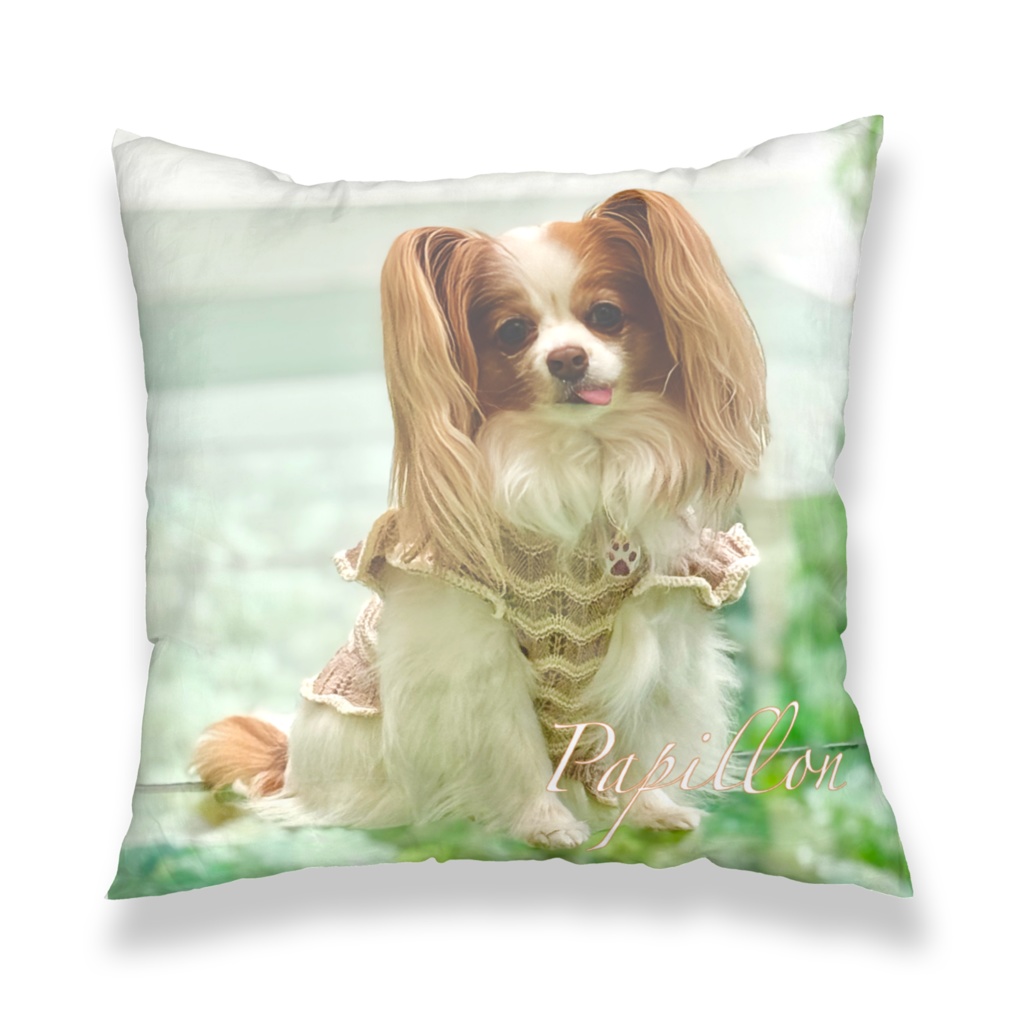 パピヨンクッションカバー(緑) papillon cushion cover green ver.
