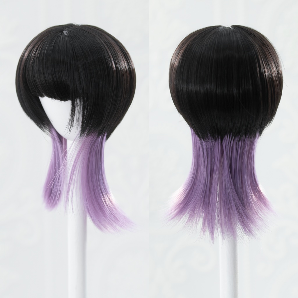 即納・DDサイズ インナーカラーウルフボブウィッグ『Jellyfish』ドール用 8-9インチサイズ