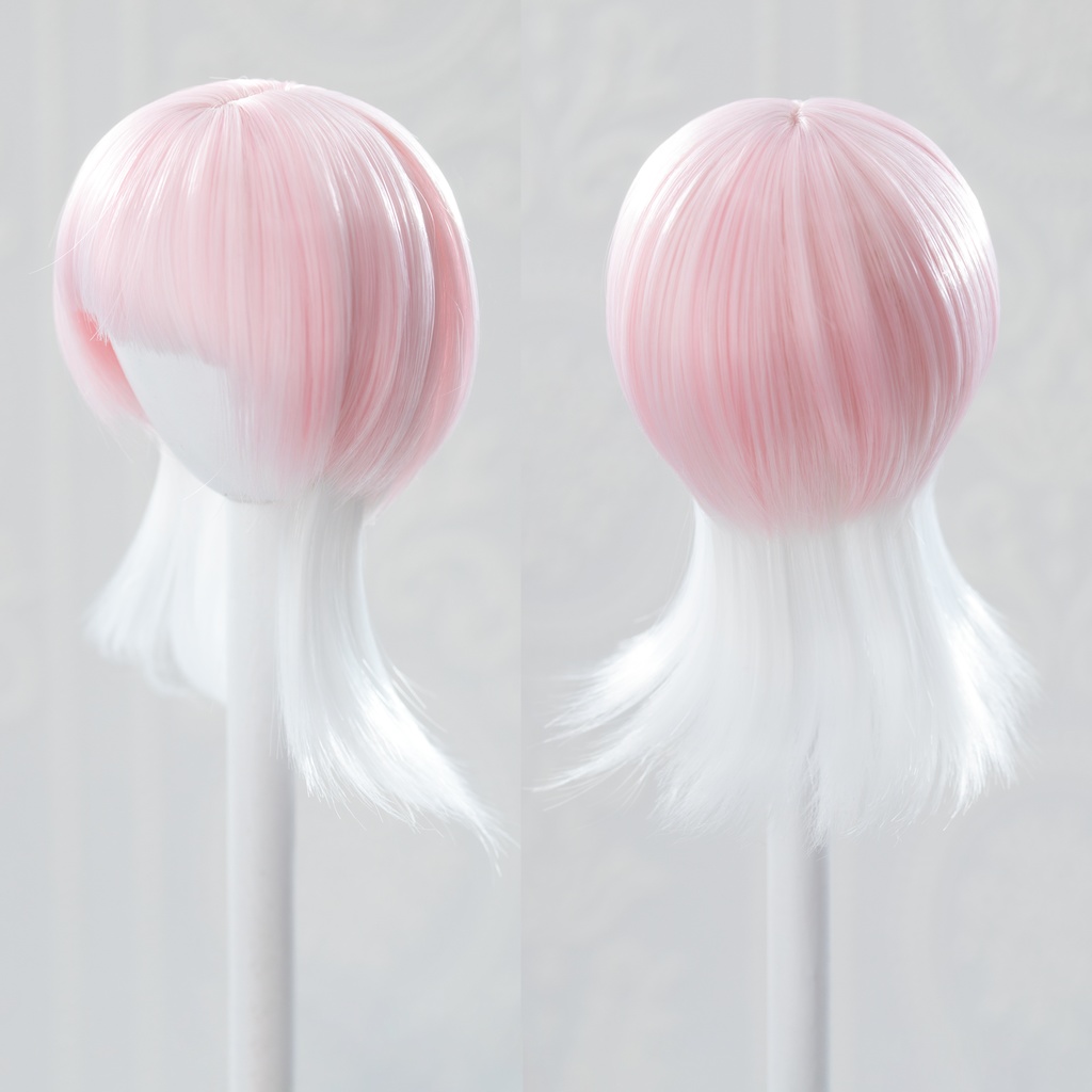 即納・DDサイズ インナーカラーウルフボブウィッグ『Jellyfish』ドール用 8-9インチサイズ