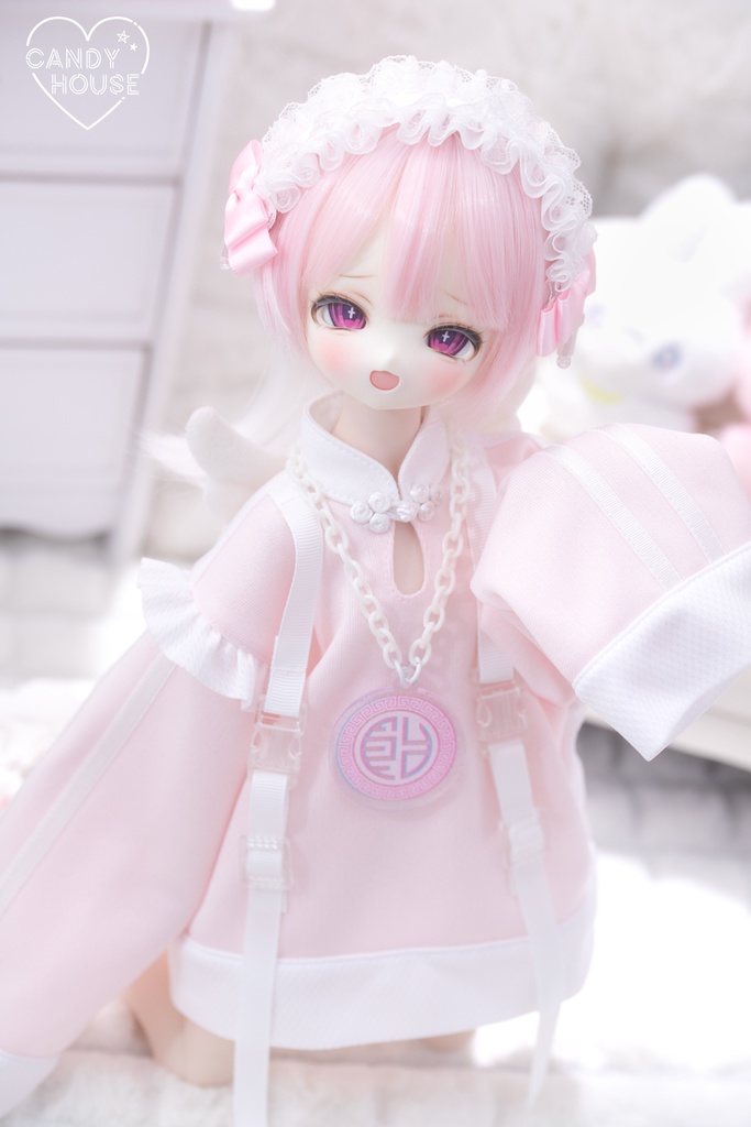 MDD服 天使チャイナセット(パステルピンク)1/4ドール服