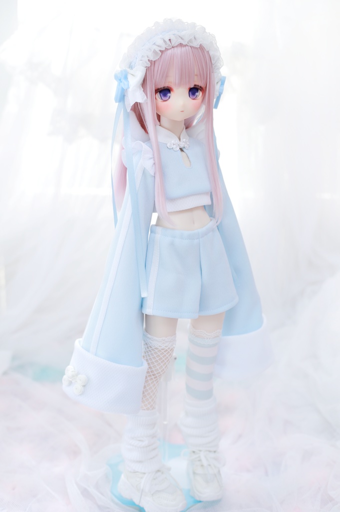 MDD服 へそだし天使チャイナセット 1/4ドール服 水色