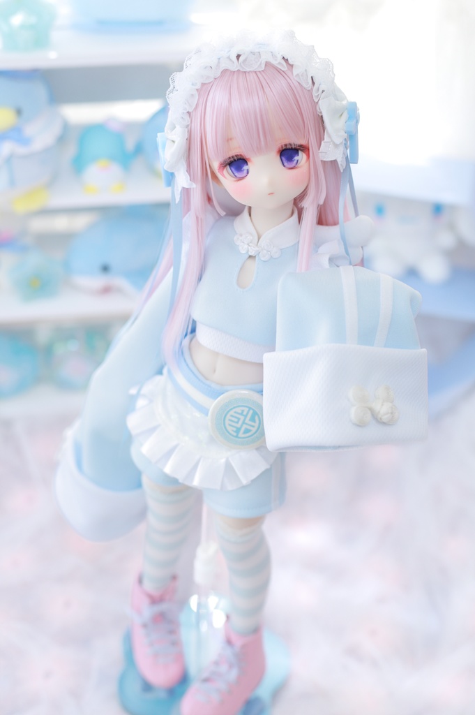 MDD服 へそだし天使チャイナセット 1/4ドール服 水色