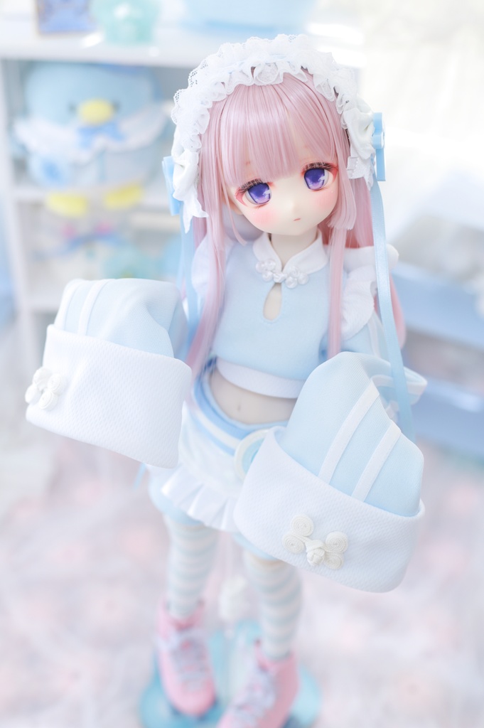 MDD服 へそだし天使チャイナセット 1/4ドール服 水色