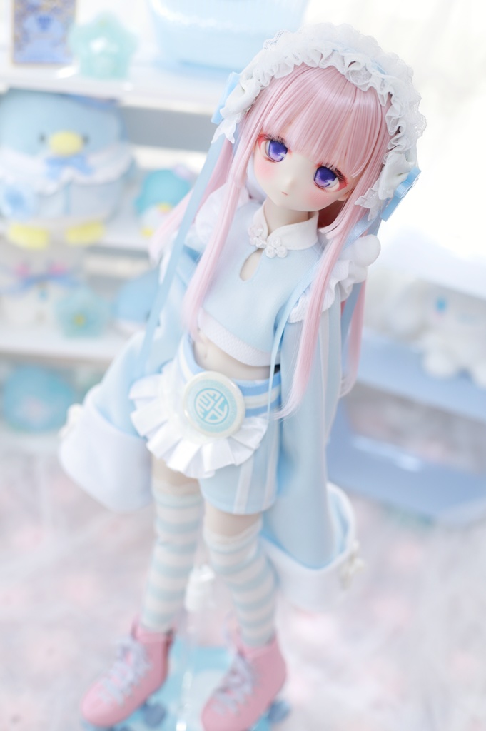 MDD服 へそだし天使チャイナセット 1/4ドール服 水色