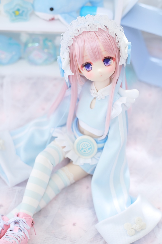 MDD服 へそだし天使チャイナセット 1/4ドール服 水色