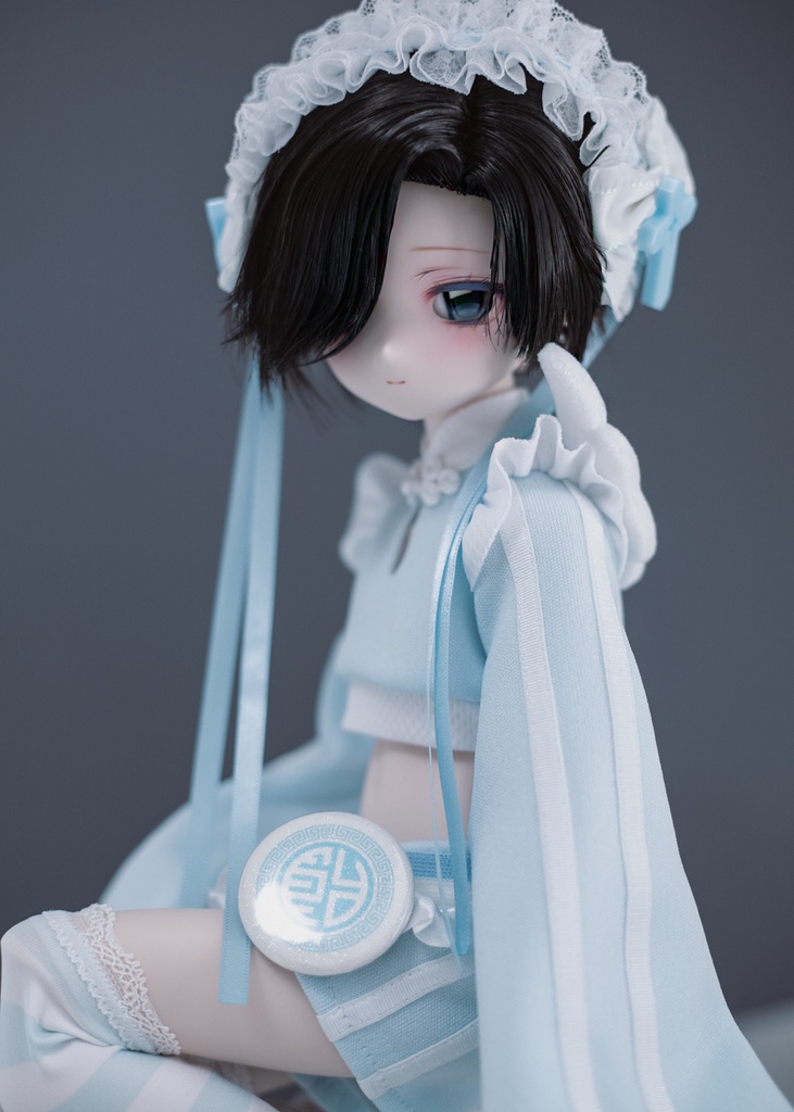 MDD服 へそだし天使チャイナセット 1/4ドール服 水色