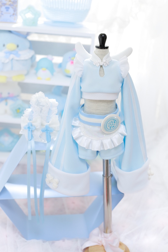 MDD服 へそだし天使チャイナセット 1/4ドール服 水色
