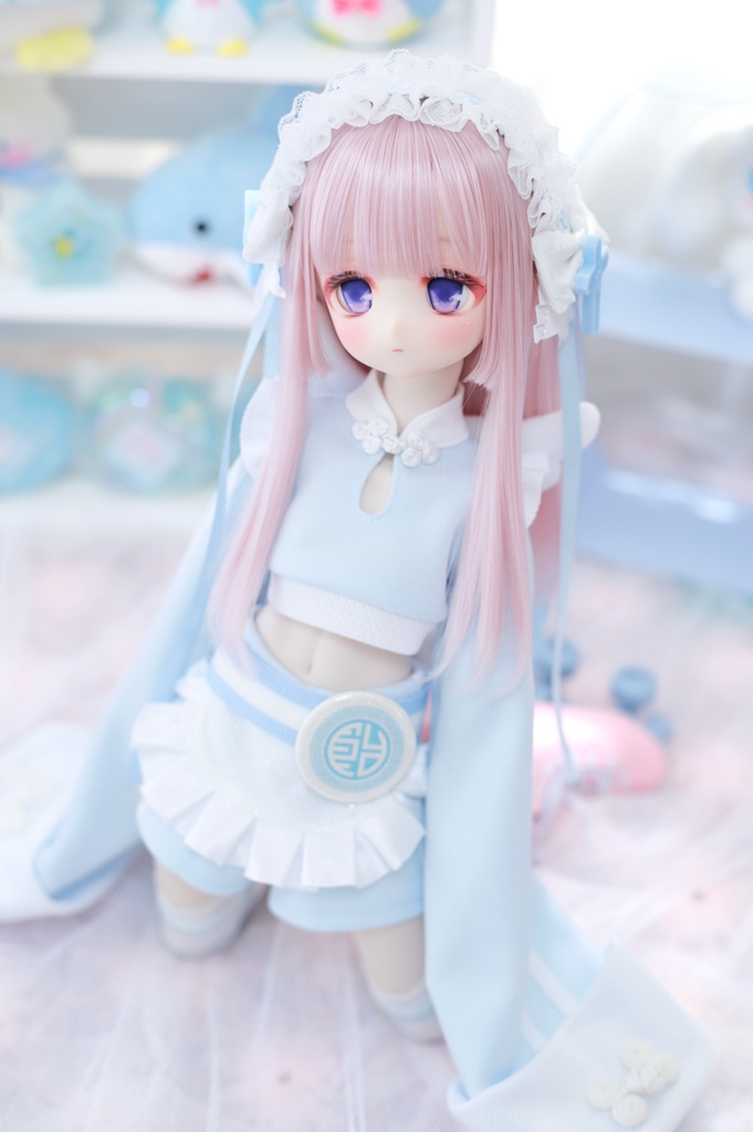 MDD服 へそだし天使チャイナセット 1/4ドール服 水色