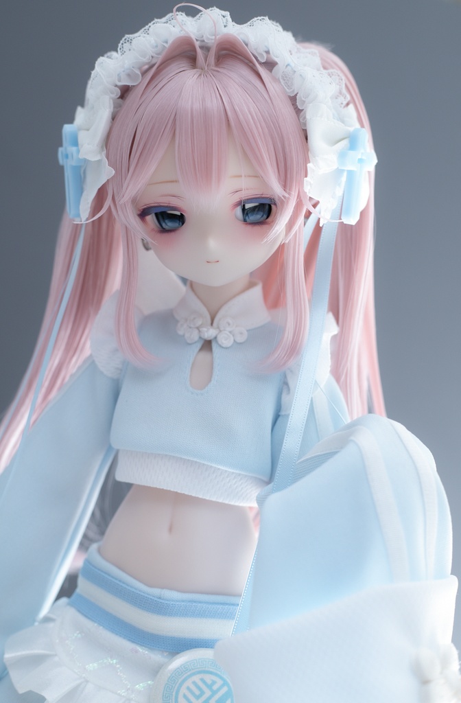 MDD服 へそだし天使チャイナセット 1/4ドール服 水色