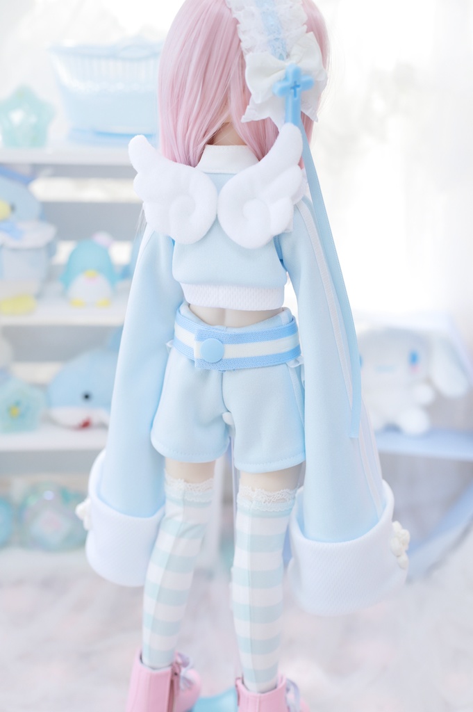 MDD服 へそだし天使チャイナセット 1/4ドール服 水色