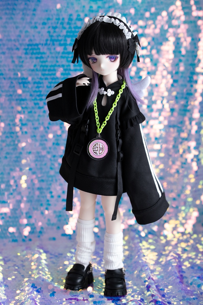 【即納】MDD服 天使チャイナセット(くろ・ぱんだ)1/4ドール服