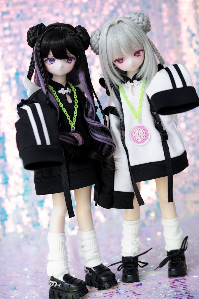 【即納】MDD服 天使チャイナセット（くろ・ぱんだ）1/4ドール服 