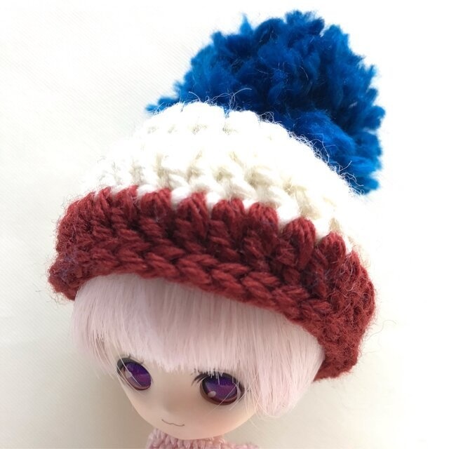 トリコロールカラー　ニット帽🧶BWR