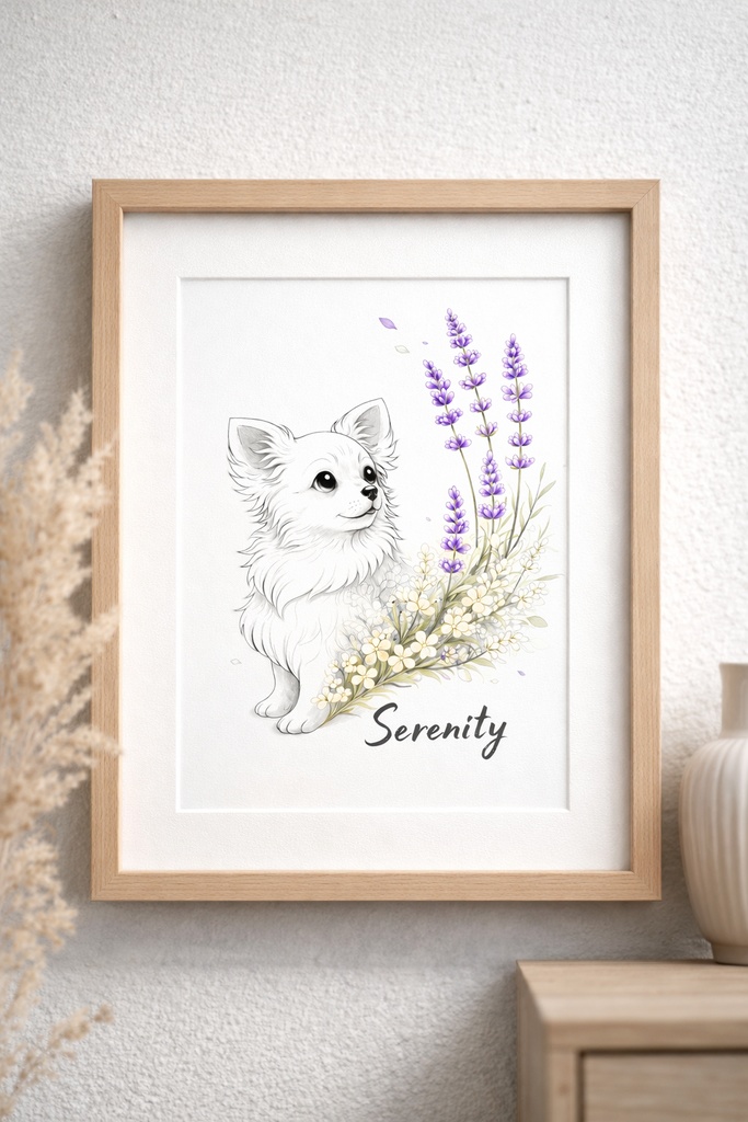 【個人利用データ販売】チワワ×ラベンダー|Serenity|A4 PNG・ダウンロード素材