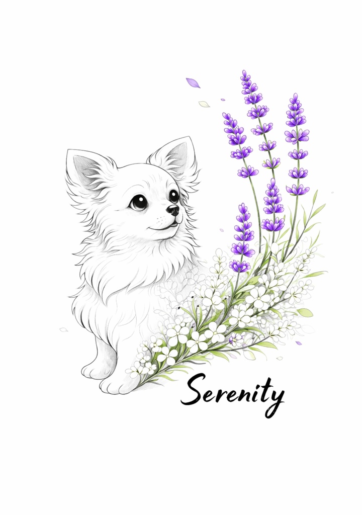 【個人利用データ販売】チワワ×ラベンダー|Serenity|A4 PNG・ダウンロード素材