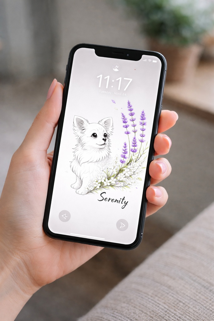 【個人利用データ販売】チワワ×ラベンダー|Serenity|A4 PNG・ダウンロード素材