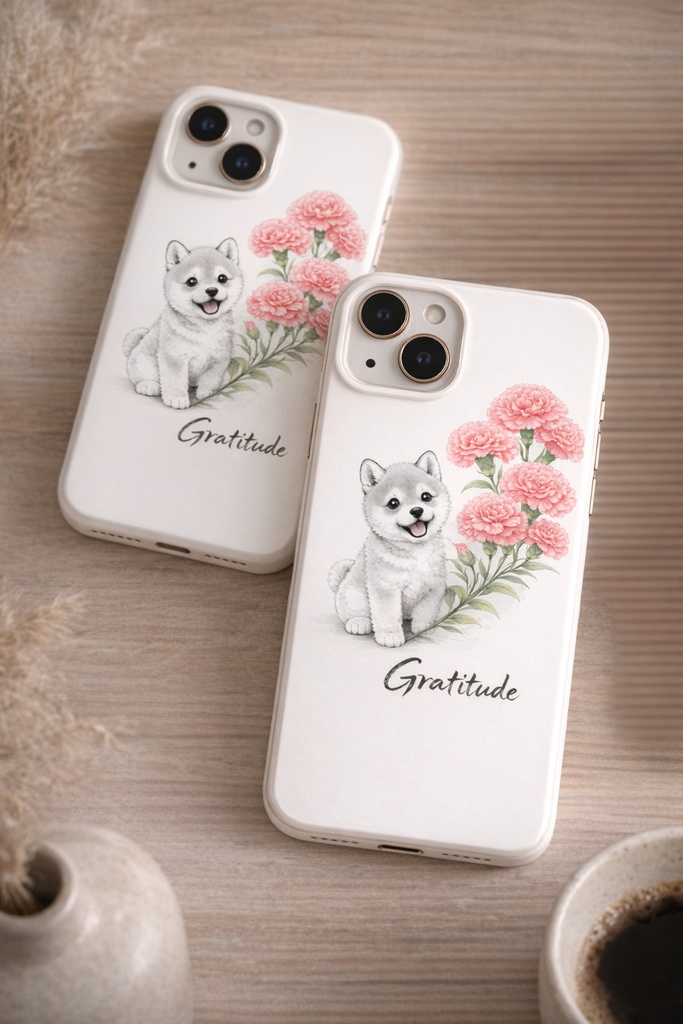 【商用利用OK】柴犬×カーネーション|感謝を伝える水彩イラストデータ|母の日・ギフト素材|A4 PNGダウンロード