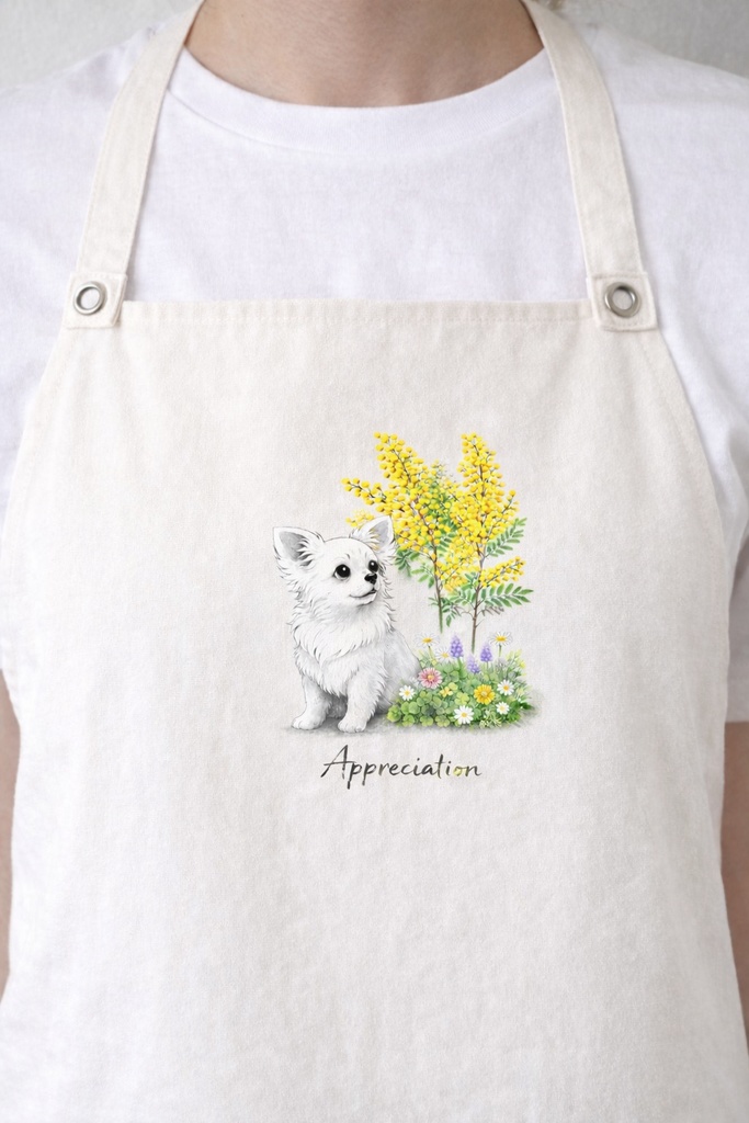 【個人利用】チワワ×ミモザ|春の癒し水彩イラスト|ナチュラルインテリアに|A4 PNGダウンロード