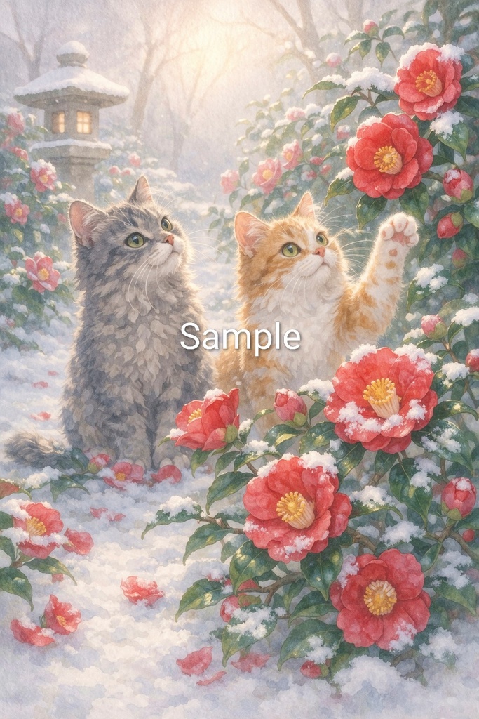 【Commercial Use】Two Cats & Camellia