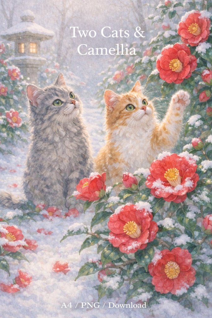 【Commercial Use】Two Cats & Camellia