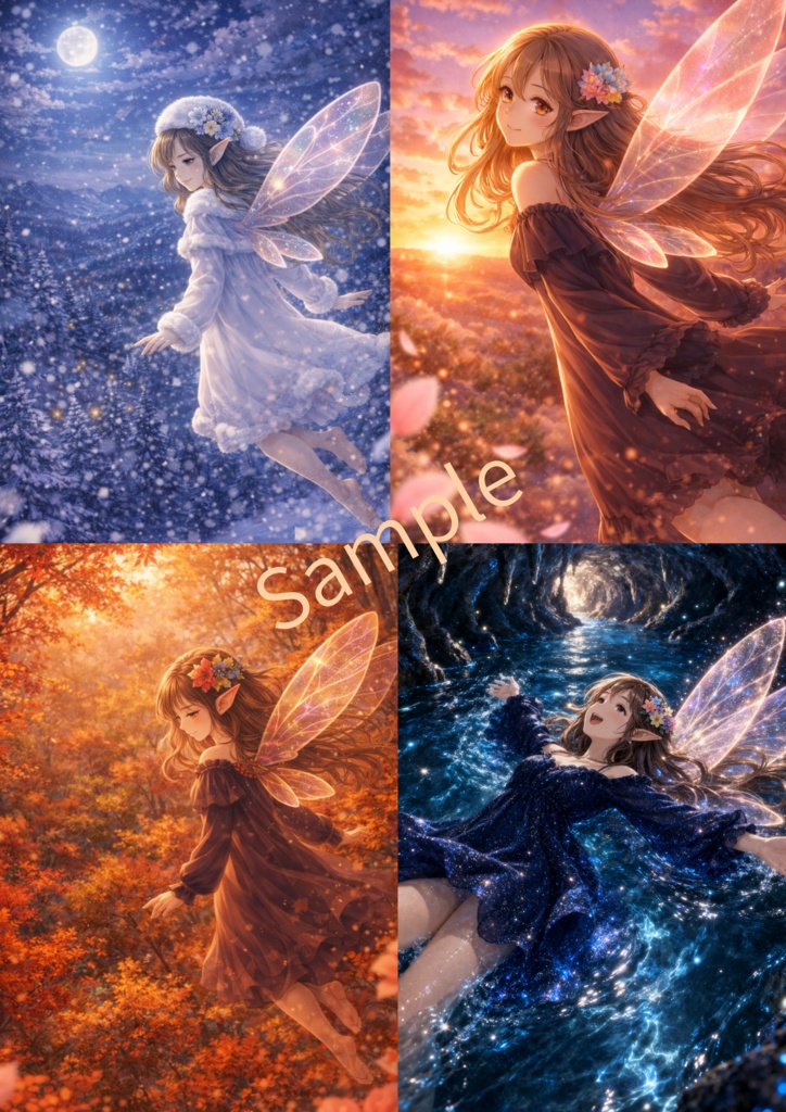 Fantasy Fairy Illustration Set – 16 Magical Scenes (A4 PNG Download)