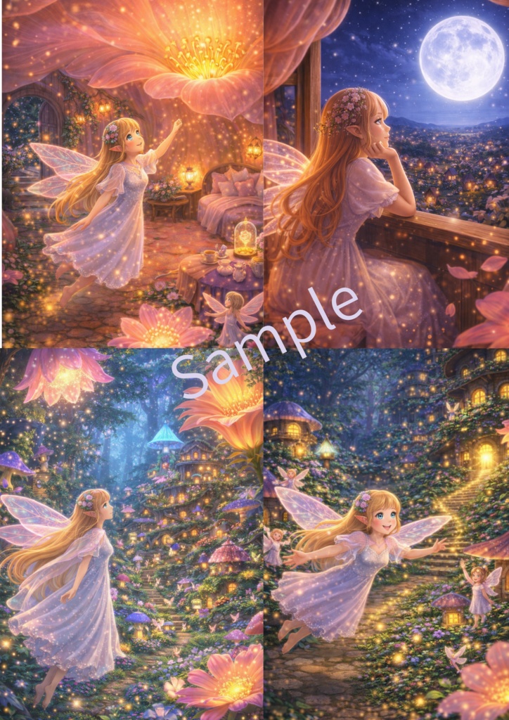 Fantasy Fairy Illustration Set – 16 Magical Scenes (A4 PNG Download)