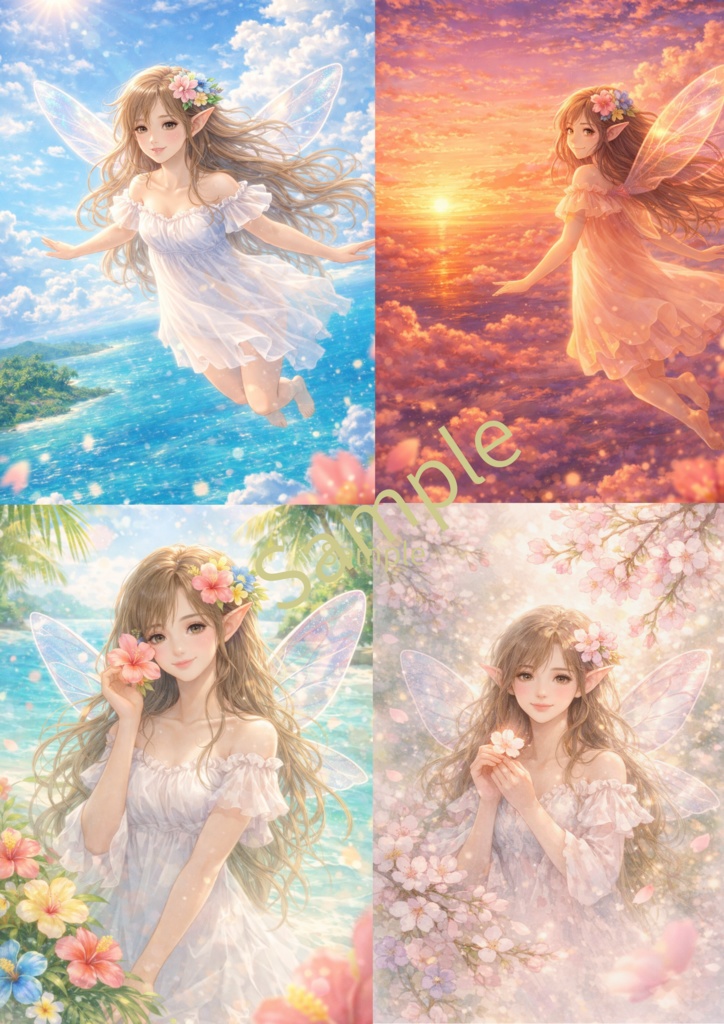 Fantasy Fairy Illustration Set – 16 Magical Scenes (A4 PNG Download)