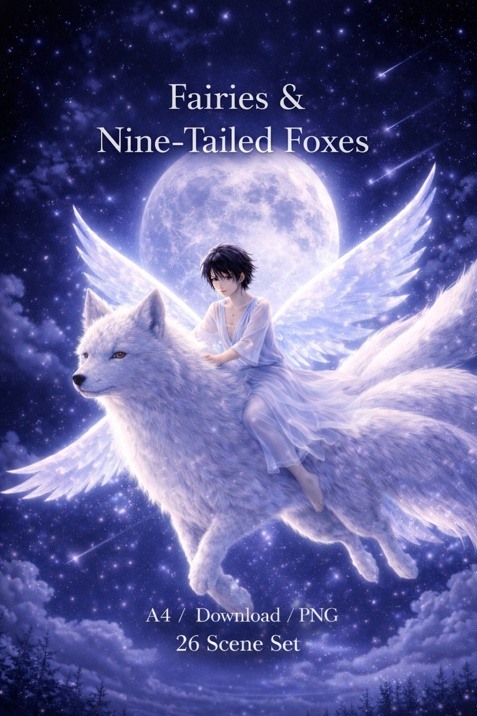 Fairies & Nine-Tailed Wolves: Fantasy Illustration Collection (26 Scenes)