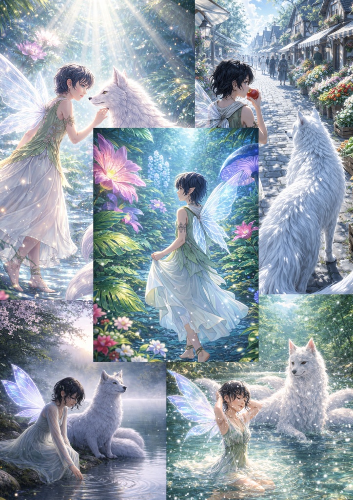 Fairies & Nine-Tailed Wolves: Fantasy Illustration Collection (26 Scenes)
