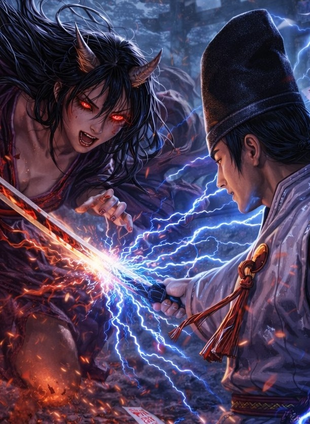 Crimson Oni – Exorcist Clash Onmyoji vs Demon Battle Illustration20Scene