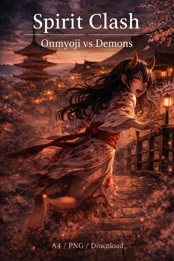 Crimson Oni – Exorcist Clash Onmyoji vs Demon Battle Illustration20Scene