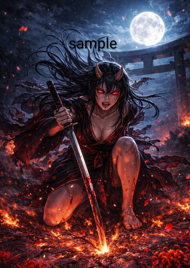 Crimson Oni – Exorcist Clash Onmyoji vs Demon Battle Illustration20Scene