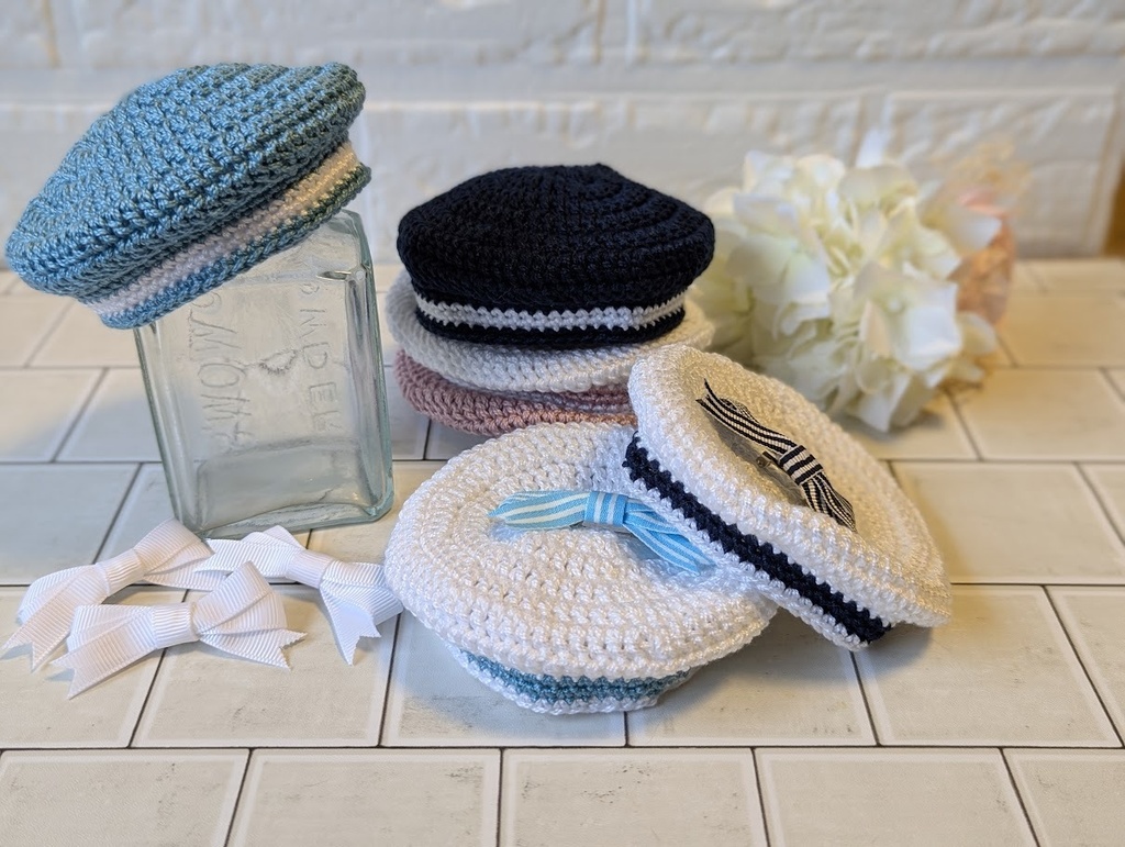 リボンブローチ付セーラーベレー