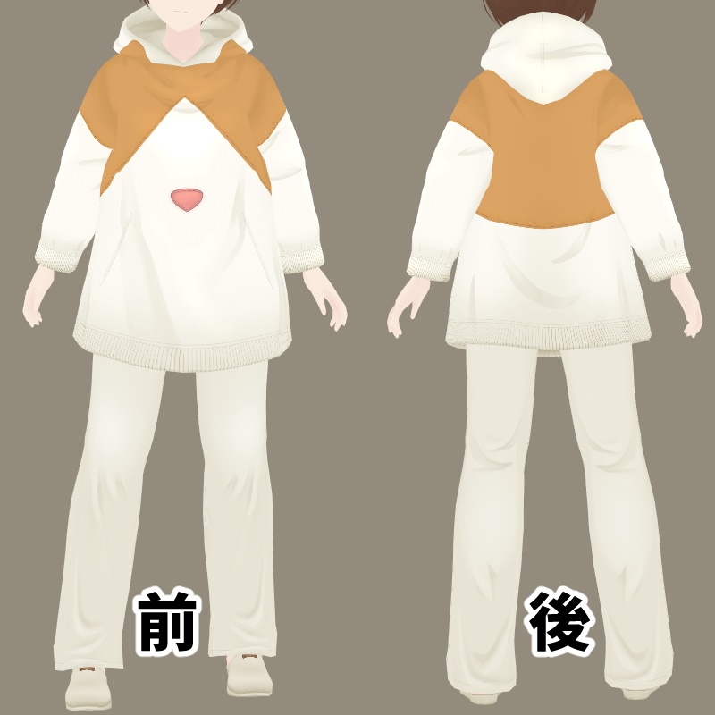 VRoidカスタムアイテム:はちわれルームウェアセット