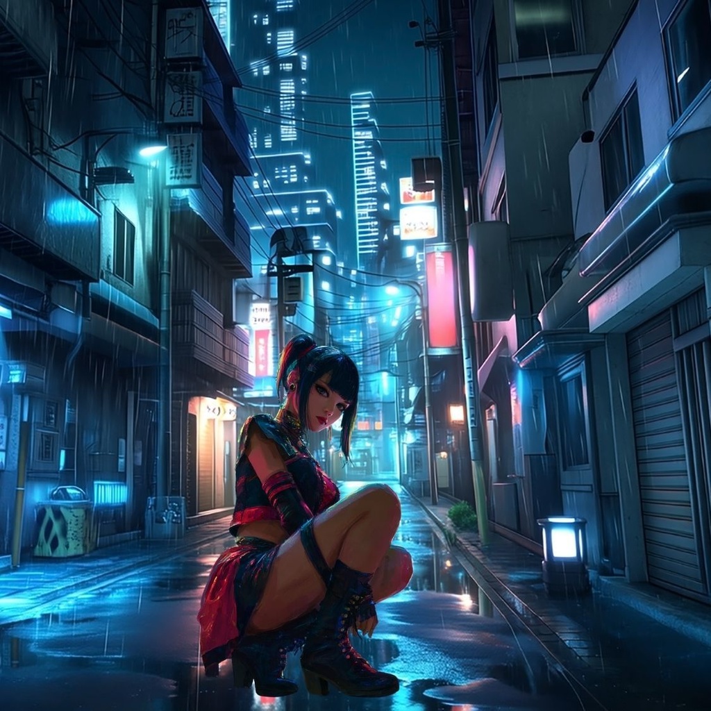 サイバーパンク路地裏 背景素材集(動画・配信向け)10枚セット