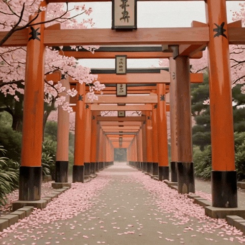 桜神社 3Dシネマループ動画素材3本セット｜4K対応｜和風背景・Vtuber・MV制作向け